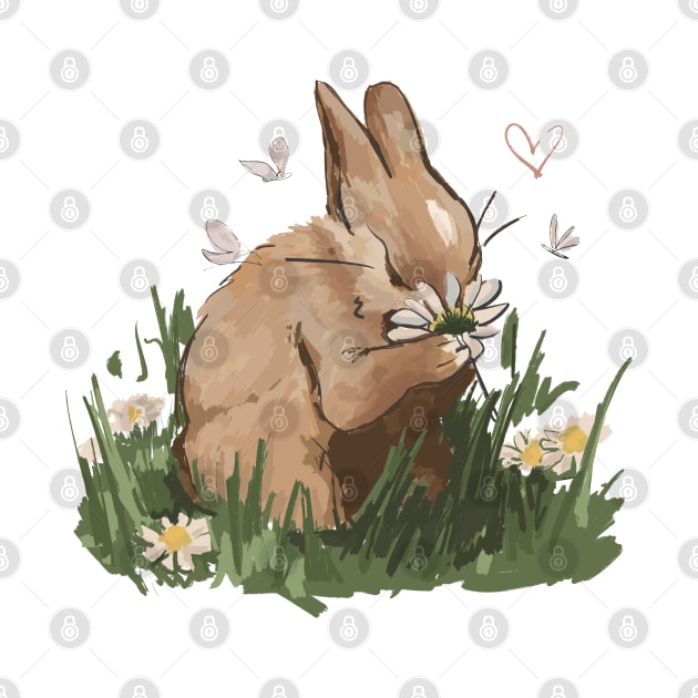 Rabbit and flowers by niaarts