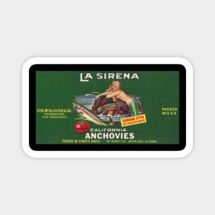 La Sirena Vintage Anchovies Label Cannery Row Monterey Magnet