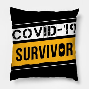 Coronavirus Covid-19 Survivor White / Yellow Design T-Shirt Pillow