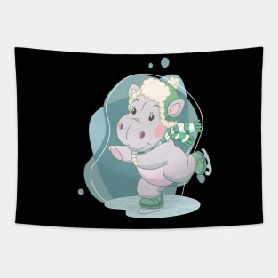 Cute and Smart Cookie Sweet hippo ice skating hippopotamus cute baby outfit Tapestry