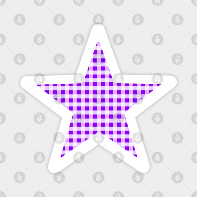 Purple and White Gingham Star Magnet by bumblefuzzies