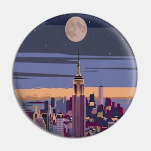 New York City That Never Sleeps - Moon and City Pin