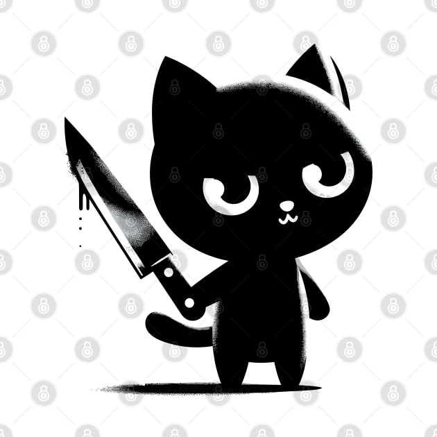 Black cat with knife by Evgmerk