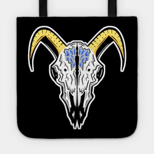 Rams Skull Illustration Mascot Blue Jewel Logo Tote