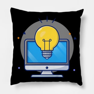 Monitor with lamp cartoon Pillow