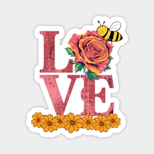 Love: Rose, Daisy and Bee Magnet