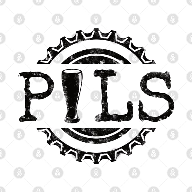 Pils (Pilsner) Word and Beer Bottle Cap (black) by dkdesigns27