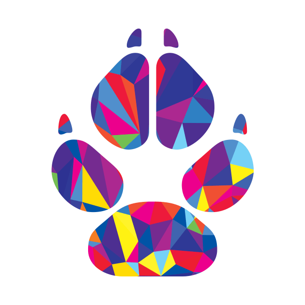 Rainbow Colorful Dog Paw Print by polliadesign