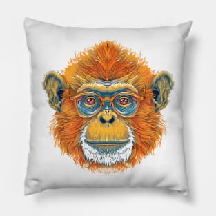 Specs Appeal in the Jungle: The Golden Glam Monkey! Pillow