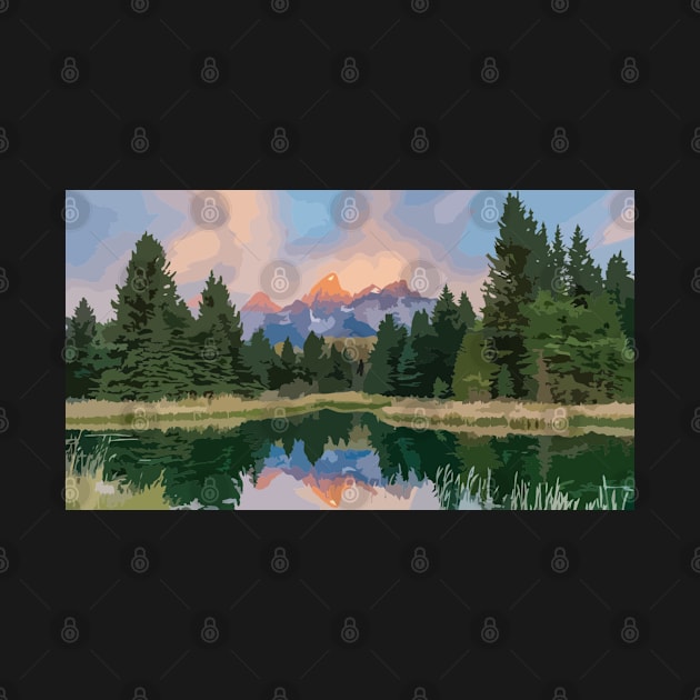 Grand Teton Scene Painting by gktb