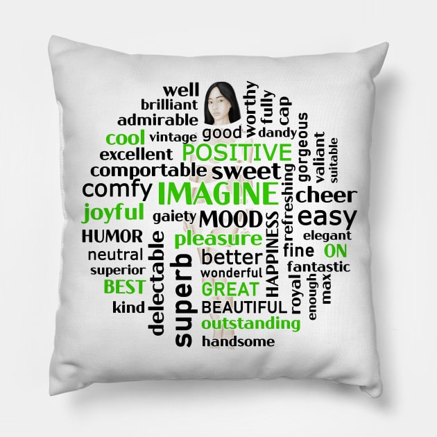 Illustration with Watchwords – Positive Words Pillow by XCOLLECTION