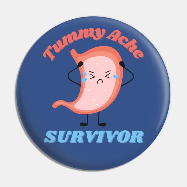 Tummy Ache Survivor Cute Kawaii Pin by Enriched by Art