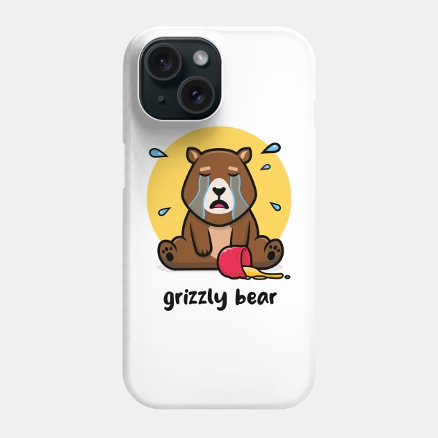 Grizzly Bear (on light colors) Phone Case by Messy Nessie