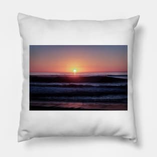 Colorful sunset at a beach Pillow