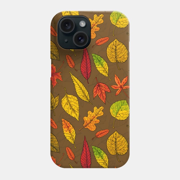 Autumn leaves on brown Phone Case by katerinamk