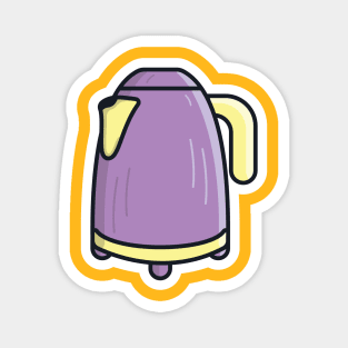 Metal Electric Kettle Sticker vector illustration. Food and drink object icon concept. Breakfast kettle with closed lid sticker vector design. Kitchen appliance concept symbol. Magnet