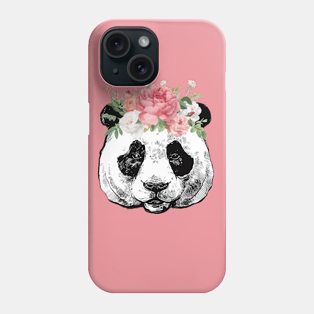 Panda Bear and Bouquet Pop Art Phone Case by Katheryn's Studio