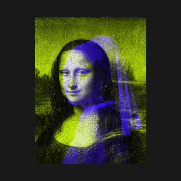 Monna Lisa with a Pearl Earring Interactive Yellow&Blue Filter #2 By Red&Blue by RedAndBlue