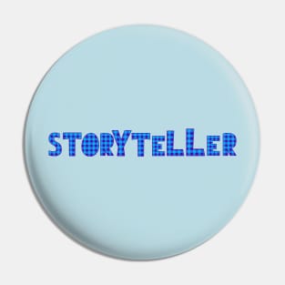 Storyteller blue and black check Pin