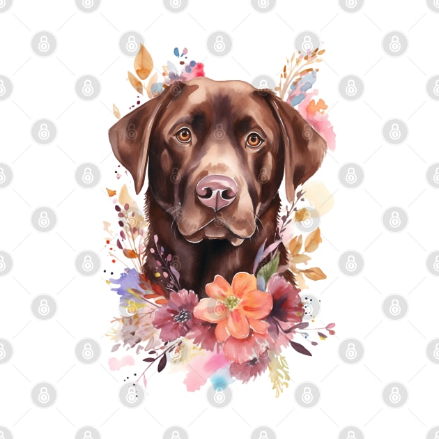 Pet Dog Portrait, Dog Owner Gift Idea, Cute Chocolate Lab Watercolor Dog Portrait by Edit Print Go