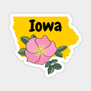 Iowa Wild Rose State Flower Magnet