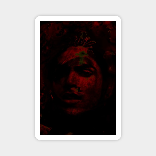 Special processing. Bright side. Beautiful guy. Face. Red light and green spots. Magnet by 234TeeUser234