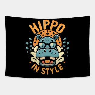 Hippo In Style Tapestry