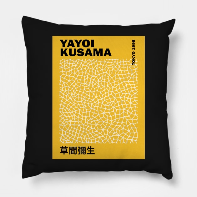 Yayoi Kusama Yellow Lines, Kusama Exhibition Poster, Japanese Wall Art, Canvas Print Poster Design Pillow by VanillaArt