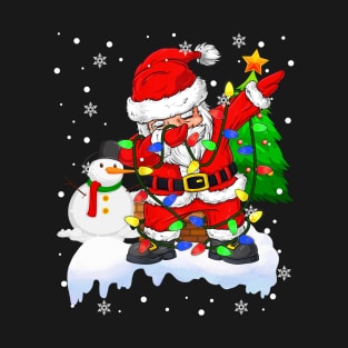 Ugly Sweater Christmas Lights Dabbing Santa Snowman Xmas T-Shirt