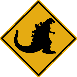 Monster Suit 1954 Silhouette Road Sign Magnet