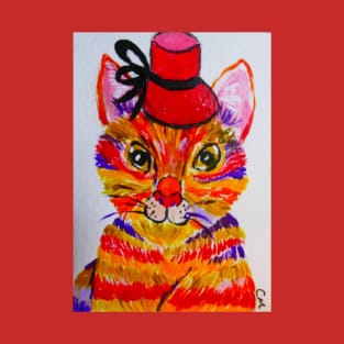 Colourful Cat and her Red Hat T-Shirt