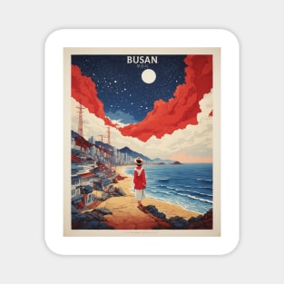 Busan South Korea Starry Night Travel Tourism Retro Vintage Magnet