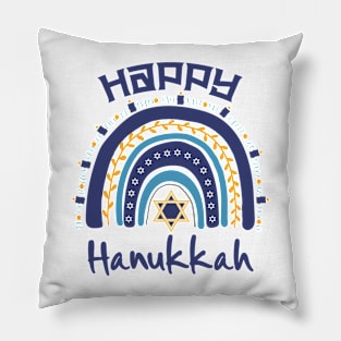 Jewish Hanukkah Menorah Rainbow Happy Hanukkah Pillow