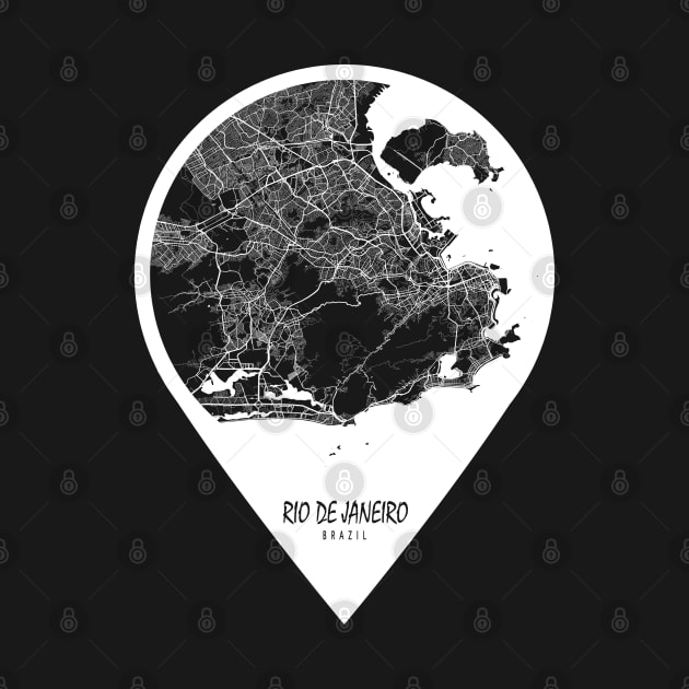 Rio de Janeiro, Brazil City Map - Travel Pin by deMAP Studio