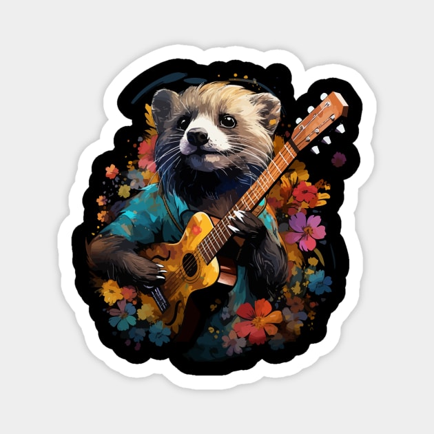 Weasel Playing Guitar Magnet by JH Mart