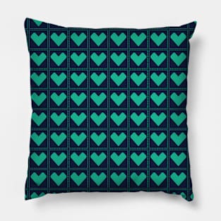 Blue Tiled Hearts Pattern 037#001 Pillow