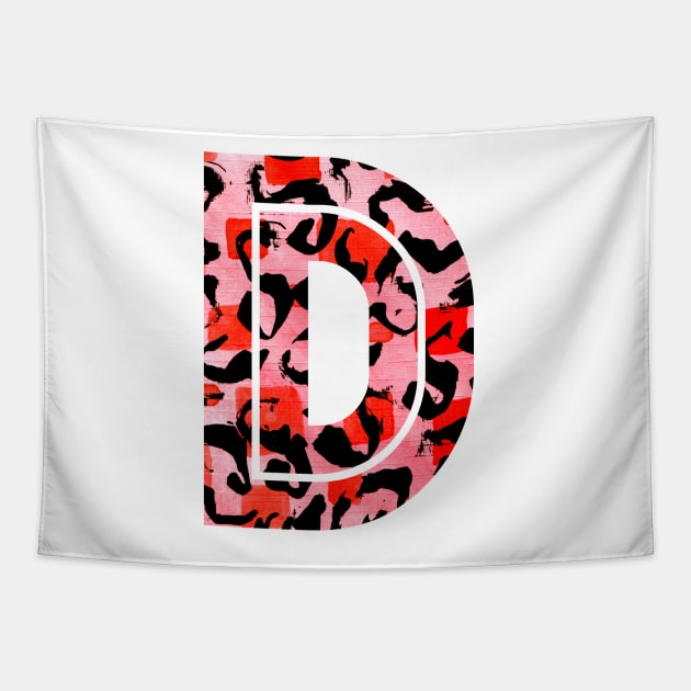 Abstract Letter D Watercolour Leopard Print Alphabet Red Tapestry by Squeeb Creative