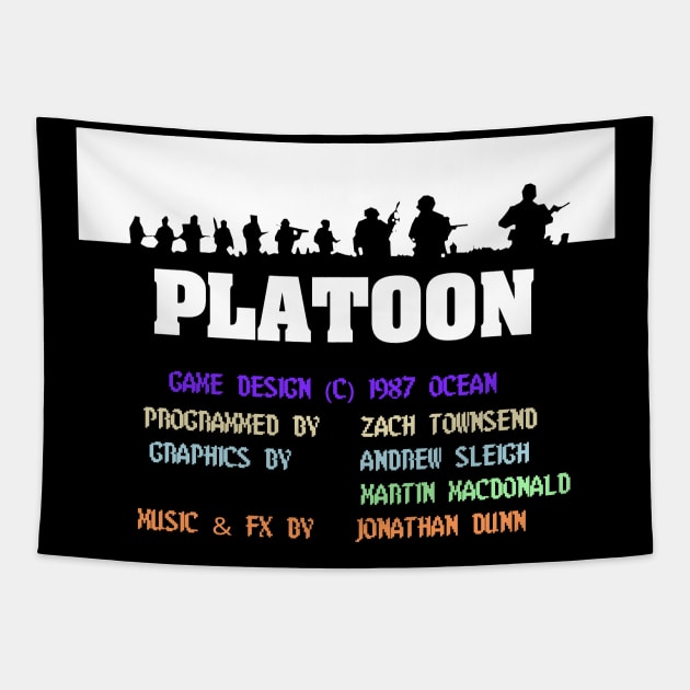 Platoon C64 Credits Screen (Dark Garments ONLY) Tapestry by Republic of NERD 