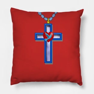 CHRISTIAN CROSS WITH LOVING DOVE Pillow