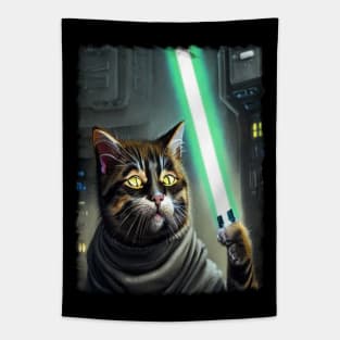 Fun Cat Print ~ AI Art ~ Fantasy Cat ~ Sci-fi Cat ~ Cats with Lightsabers Tapestry