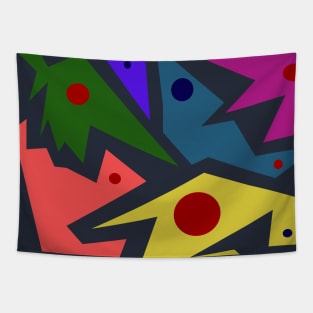 Angular Retro Colorful Pattern Tapestry