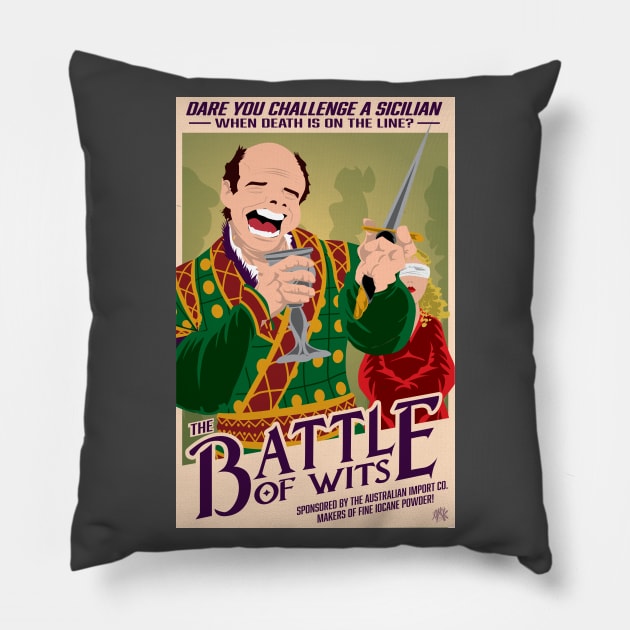 Battle of Wits Pillow by CuddleswithCatsArt