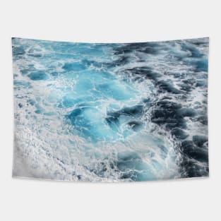 mesmerizing blue turquoise ocean waves (sea foam, greece, nature, wanderlust) Tapestry