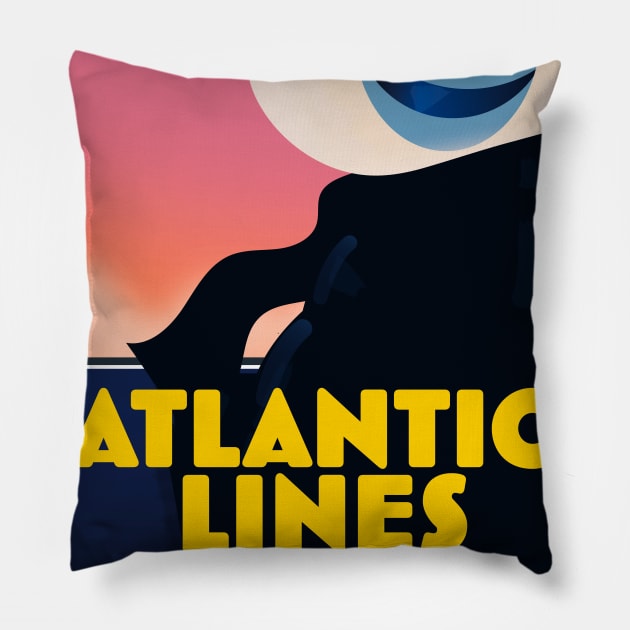 Atlantic Lines Cruise Liner travel poster Pillow by nickemporium1