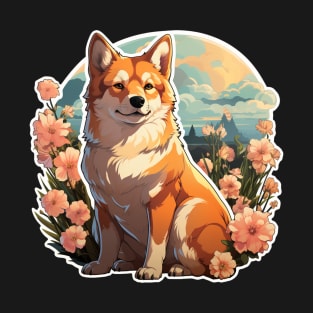 Shiba Inu  Dog Vintage Floral T-Shirt