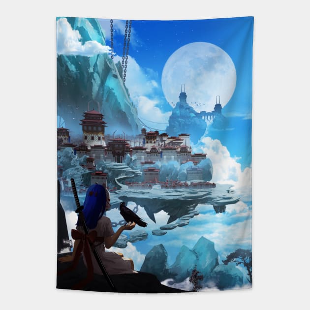 Asian Fortress Tapestry by Diekyers