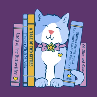 Kitten with Books Cute Cat with Literature T-Shirt