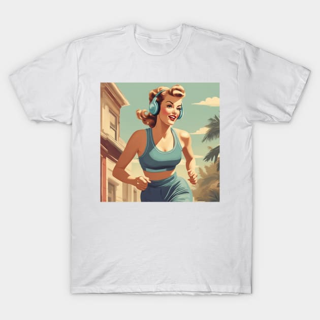 Fitness Bombshell Jogging Vintage Art Pin Up Pace - Pin Up Girl - T-Shirt