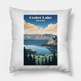 Crater Lake National Park Travel Poster Pillow