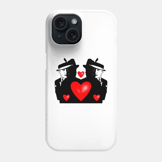 Vintage man movie heartthrob and hearts in love Phone Case by Marccelus